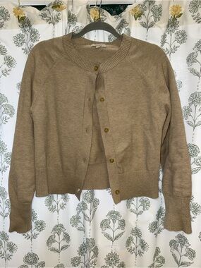 Essentials Tan Button-Front Cardigan